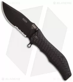 HTM Knives HTM Darrel Ralph Gun Hammer Bowie Spring Assisted Knife (3.5" Black Serr)