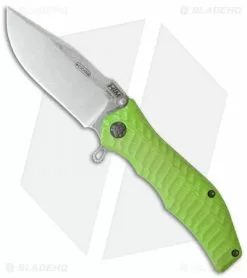 HTM Knives HTM Darrel Ralph Gun Hammer Bowie Spring Assisted Knife Green (3.5" Acid SW)