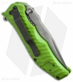 HTM Knives HTM Darrel Ralph Gun Hammer Bowie Spring Assisted Knife Green (3.5" Acid SW) -Bladehq Knives Sales htm zhammer zombie green sw bowie cm side