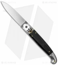SKM 8" Fancy Lever Lock Automatic Knife Black Pearlex (3.2" Satin Flat)