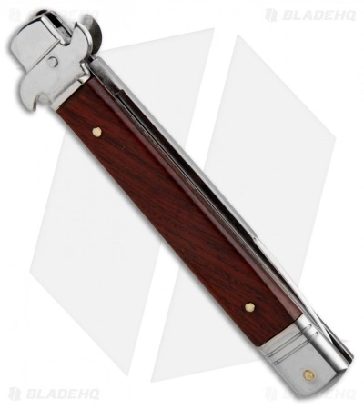 AKC Leverletto 9" Lever Lock Automatic Italian Knife Cocobolo (4" Satin) AKC Leverletto 9" Lever Lock Automatic Italian Knife Cocobolo (4" Satin) -Bladehq Knives Sales large leverletto cocobolo side