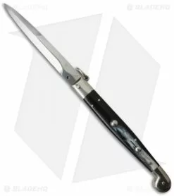 AGA Campolin 12" Sicilian Ring Pull Automatic Knife Dark Horn (5.5" Satin Bayo)