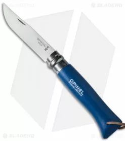 Opinel Knives No. 8 Folding Knife Blue Beechwood + Sheath (3.25" Satin)