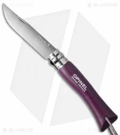 Opinel No 7 Trekking Stainless Steel Knife Plum + Leather (3.25" Satin)