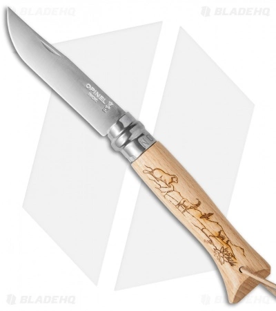 Opinel Knives No. 8 Stainless Steel Knife Beachwood (3.25" Satin) #8 SS Mountain Opinel Knives No. 8 Stainless Steel Knife Beachwood (3.25" Satin) #8 SS Mountain -Bladehq Knives Sales opinel op01641 cm