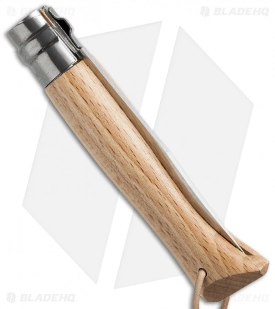 Opinel Knives No. 8 Stainless Steel Knife Beachwood (3.25" Satin) #8 SS Mountain Opinel Knives No. 8 Stainless Steel Knife Beachwood (3.25" Satin) #8 SS Mountain -Bladehq Knives Sales opinel op01641 side cm