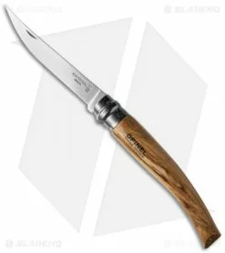 Opinel Knives No 10 Slim Stainless Steel Folding Knife Olive Wood (4" Satin) #10