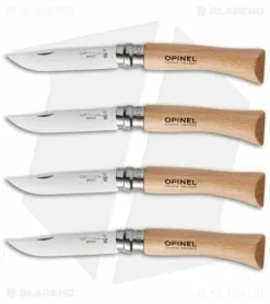 Opinel No. 6, 7 & 8 Stainless Steel Folding Knife Set (12 Piece) 4x -Bladehq Knives Sales opinel stainless steel beech no 7 group