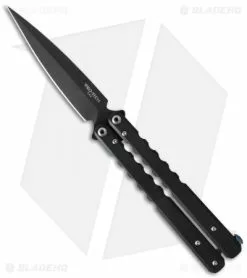 Pro-Tech FlyFather Butterfly Knife DLC Black Titanium W/Clip (4.25" Black)