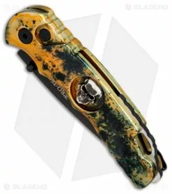 Pro-Tech Lerch TR-5 Skull Custom Spring Assisted Knife Splash (3.25" Black) -Bladehq Knives Sales protech tr 5 splash skull dlc BHQ 48946 dl spine