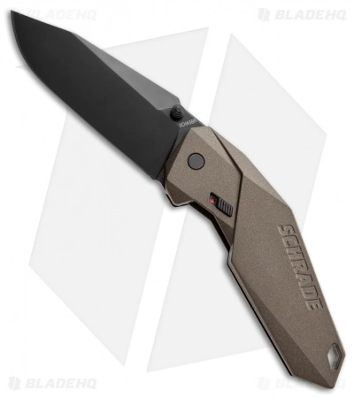 Schrade Clip Point Spring Assisted Knife Brown (3.375" Black Plain) SCHA5BR Schrade Clip Point Spring Assisted Knife Brown (3.375" Black Plain) SCHA5BR -Bladehq Knives Sales schrade scha5br 2