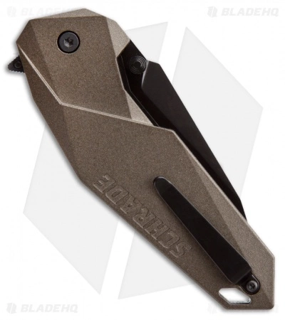 Schrade Clip Point Spring Assisted Knife Brown (3.375" Black Plain) SCHA5BR Schrade Clip Point Spring Assisted Knife Brown (3.375" Black Plain) SCHA5BR -Bladehq Knives Sales schrade scha5br side 2