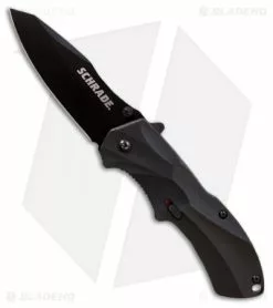 Schrade SCHA7B Clip Point Spring Assisted Knife (3.25" Black Plain)