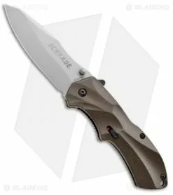Schrade SCHA7BR Clip Point Spring Assisted Knife Brown (3.25" Bead Blast Plain)