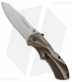 Schrade SCHA7BRS Clip Point Spring Assisted Knife Brown (3.25" Bead Blast Serr)