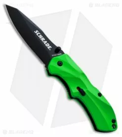 Schrade SCHA7GR Spring Assisted Knife Clip Point Green (3.25" Black)