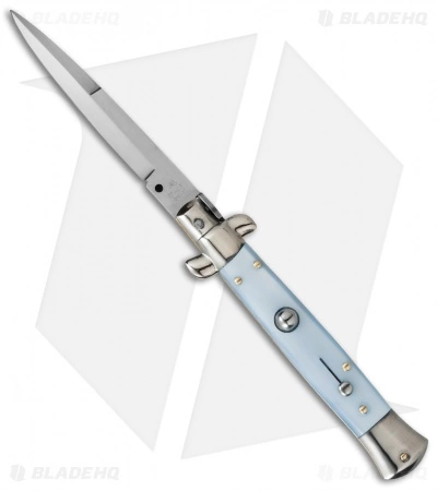 SKM AB 9" Italian Stiletto Automatic Knife Light Blue Pearlex (4" Satin Bayo) SKM AB 9" Italian Stiletto Automatic Knife Light Blue Pearlex (4" Satin Bayo) -Bladehq Knives Sales skm 9in light blue bayo cm