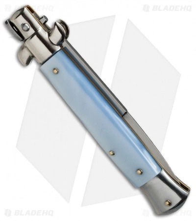 SKM AB 9" Italian Stiletto Automatic Knife Light Blue Pearlex (4" Satin Bayo) SKM AB 9" Italian Stiletto Automatic Knife Light Blue Pearlex (4" Satin Bayo) -Bladehq Knives Sales skm 9in light blue bayo side cm