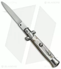 SKM 7" Italian Stiletto Automatic Knife White Pearlex (3" Satin Flat)