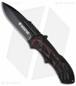 Smith & Wesson Black Ops SWBLOP3R Smoked Red Spring Assisted Knife (3.35" Black)