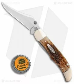 Case Cutlery Case Kickstart Mid-Folding Hunter Assisted Knife Jigged Amber Bone (61265AC SS) -Bladehq Knives Sales ssisted Opener Amber Bone Peach Seed Jig Mid Hunter Clip BHQ 86045 er bottlecap