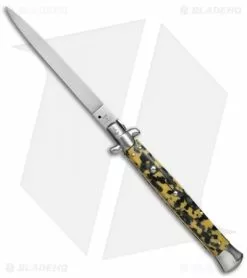 SKM 13" Italian Stiletto Automatic Knife Mosaic Acrylic (4" Satin Flat)