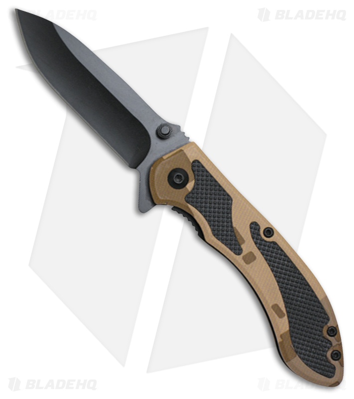 Bladehq Knives Sales -Bladehq Knives Sales ABKT 006 Tan Camo Aluminum black BHQ 38096 er large